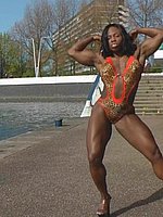 super hot ebony female bodybuilder mistress treasure in ripped contest shape